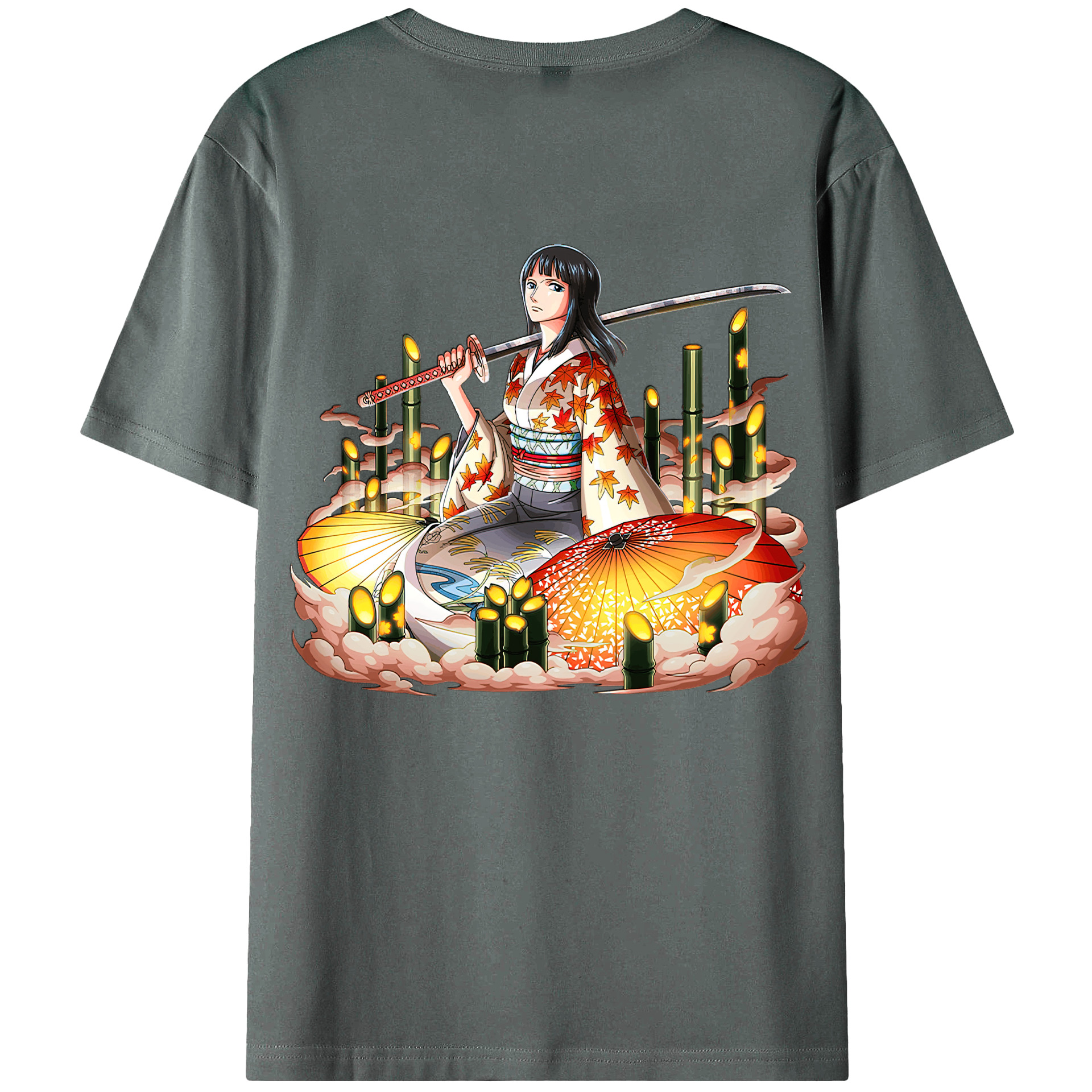 ワンピース ニコ・ロビン ONE PIECE Nico Robin 綿100％ メンズ半袖Tシャツ（バックプリント） 通気性